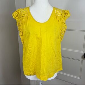 Lilla P Eyelet Sleeve Cotton Blouse Size M Cottagecore Summer Feminine